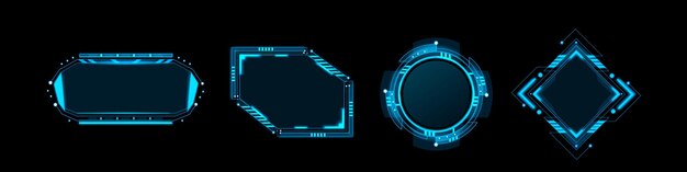 Marcos brillantes futuristas en un conjunto azul neón