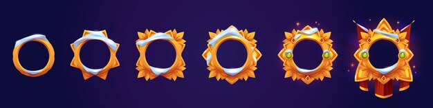 Marcos de clasificación de oro vacíos para avatares de juegos