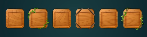 Vector gratuito marcos cuadrados de madera para el avatar del usuario del juego.