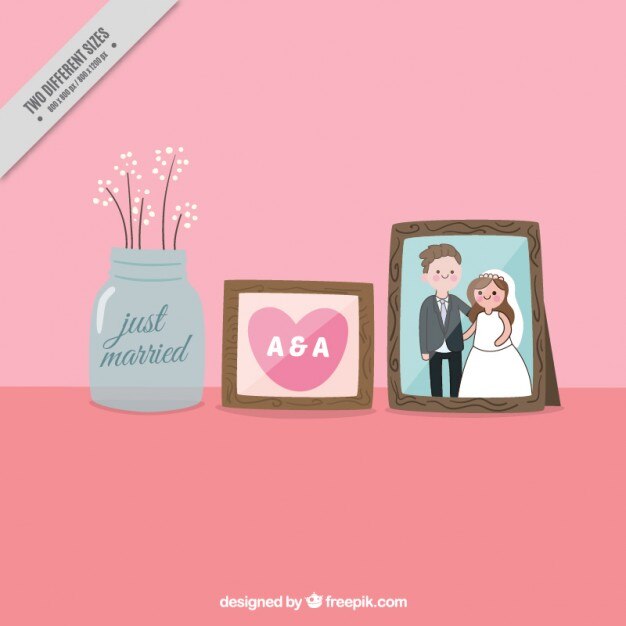 Vector gratuito marcos decorativos con foto de boda