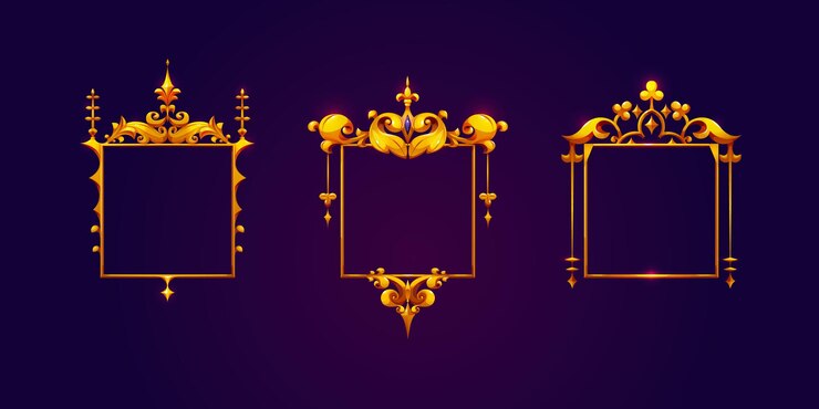 Vector gratuito marcos dorados reales establecidos para la interfaz de usuario del juego