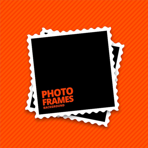 Vector gratuito marcos de fotos realistas sobre fondo naranja