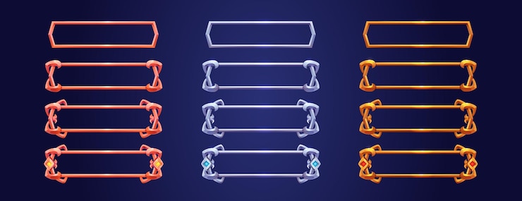 Vector gratuito marcos de juego de rectángulo vacío en estilo medieval