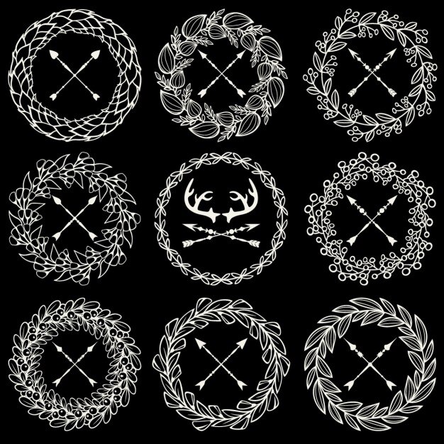 Vector gratuito marcos ornamentales dibujados a mano sobre un fondo negro