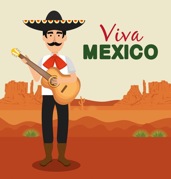 Mariachi con guitarra y sombrero para evento de celebración