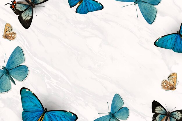 Mariposas azules estampadas en vector de fondo blanco