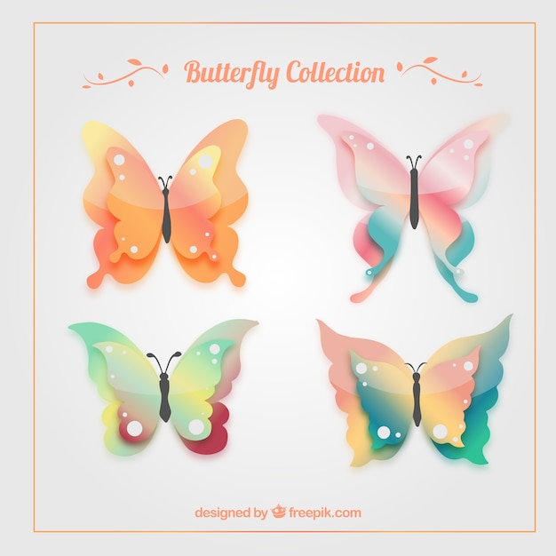 Vector gratuito mariposas decorativas y ornamentales paquete