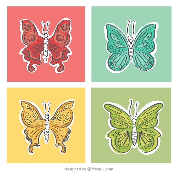 Vector gratuito mariposas en diferentes colores y tamaños