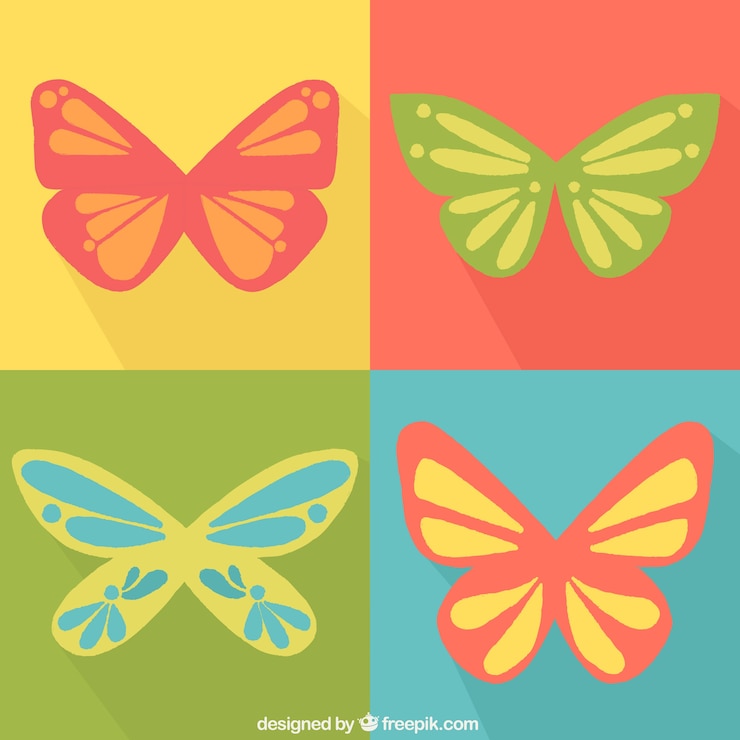 Vector gratuito mariposas minimalistas en diseño plano