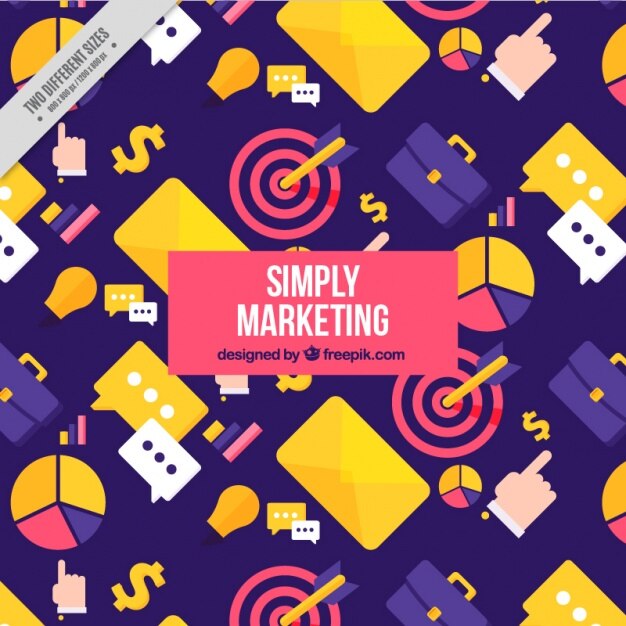 Vector gratuito marketing background with colorful items in flat design