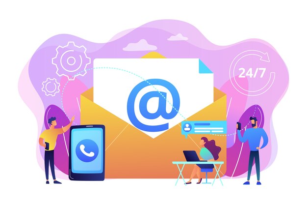 Marketing por correo electrónico, chat en Internet, soporte las 24 horas. Póngase en contacto, inicie el contacto, contáctenos, formulario de comentarios en línea, hable con el concepto de los clientes.
