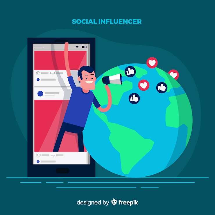 Vector gratuito marketing de influencer en redes sociales