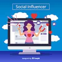 Vector gratuito marketing de influencer en redes sociales