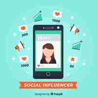 Vector gratuito marketing de influencer en redes sociales