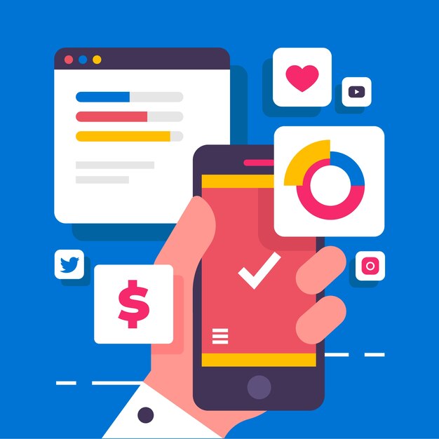 Marketing en las redes sociales concepto de teléfono móvil