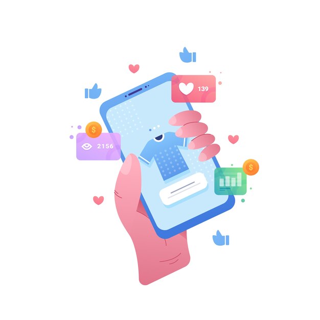 Marketing en las redes sociales concepto de teléfono móvil