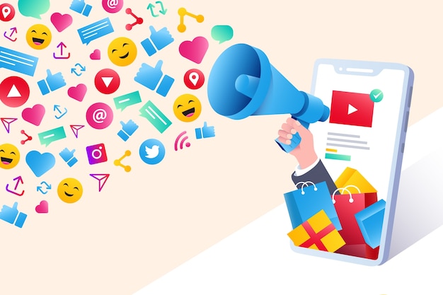 Marketing en las redes sociales concepto de teléfono móvil