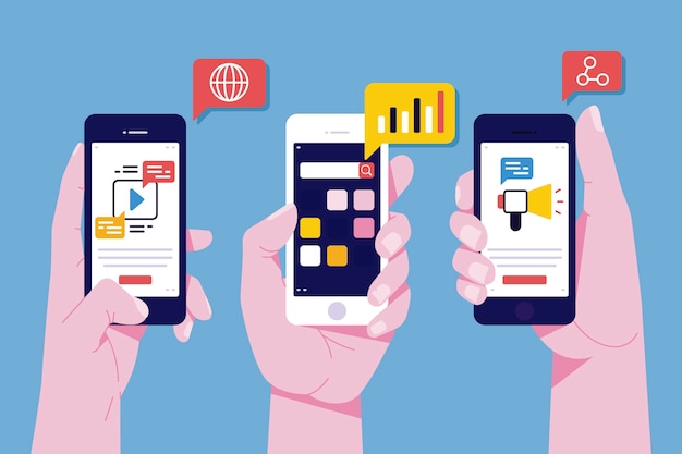 Marketing en las redes sociales concepto de teléfono móvil