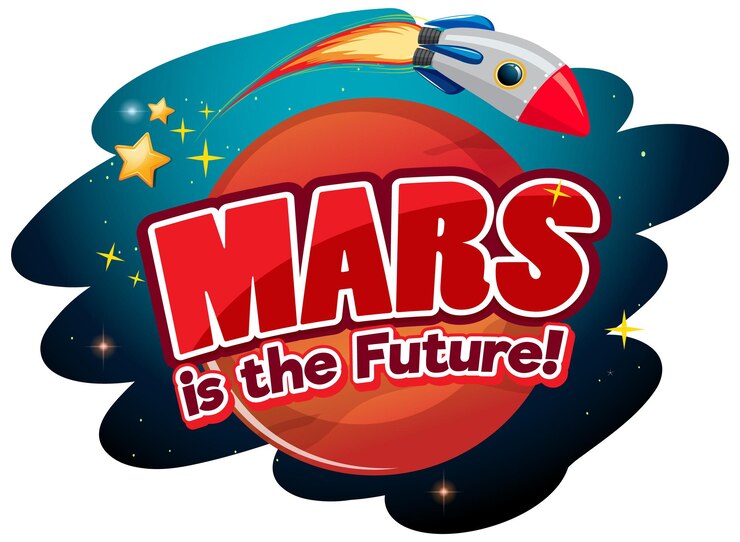 Vector gratuito marte es el diseño del logotipo de la palabra del futuro