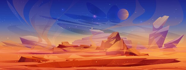 Marte superficie alienígena planeta paisaje tormenta de arena