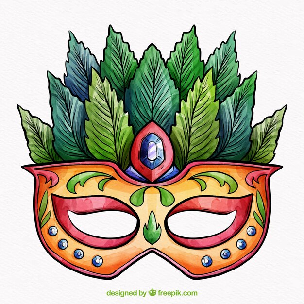 Máscara de acuarela de carnaval brasileño