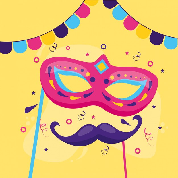 Máscara de carnaval y bigote