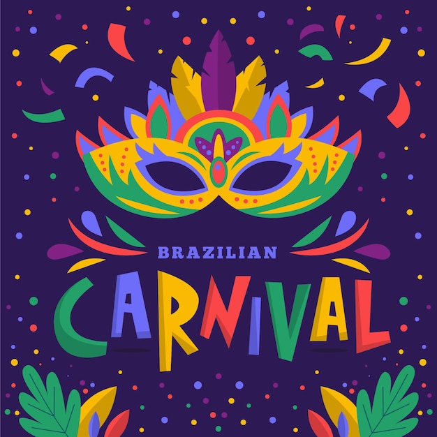 Vector gratuito máscara de carnaval brasileño dibujada a mano