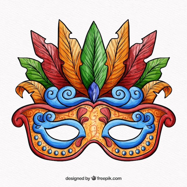 Vector gratuito máscara de carnaval colorida hermosa