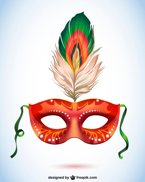 Máscara de carnaval con pluma, formato vectorial