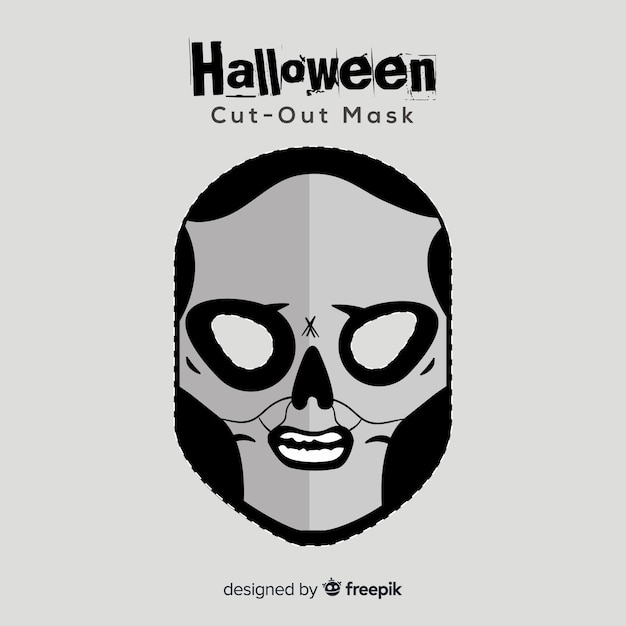 Vector gratuito máscara de halloween espeluznante con diseño plano