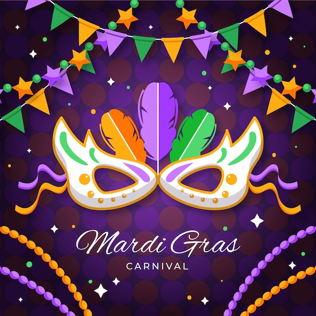 Vector gratuito máscara de mardi gras plana