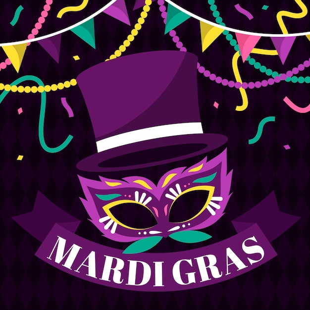 Máscara de mardi gras plana