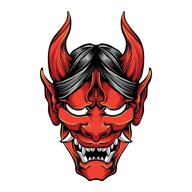 Máscara de oni rojo aislado en blanco