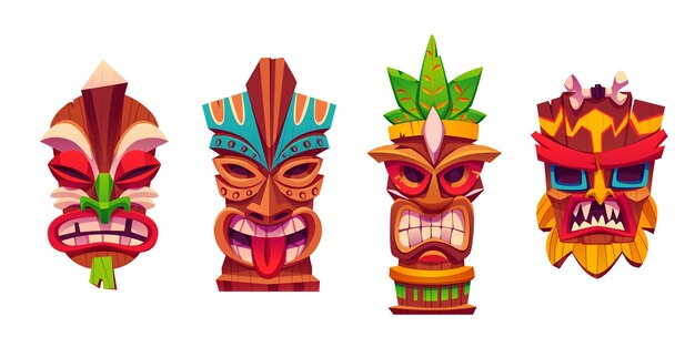 La máscara tiki totémica tradicional hawaiana