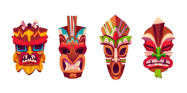 La máscara tiki totémica tradicional hawaiana