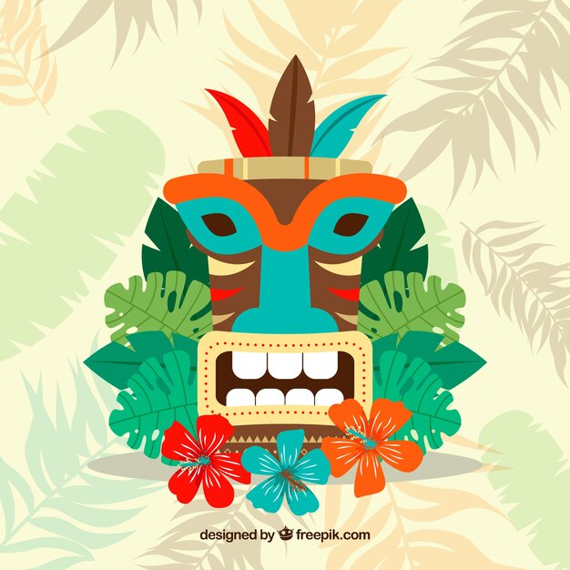 Máscara tribal colorida con diseño plano