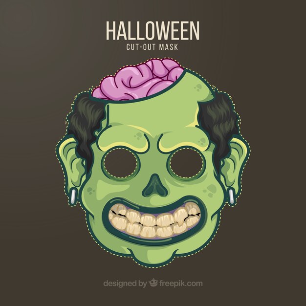 Máscara de zombi con cerebro