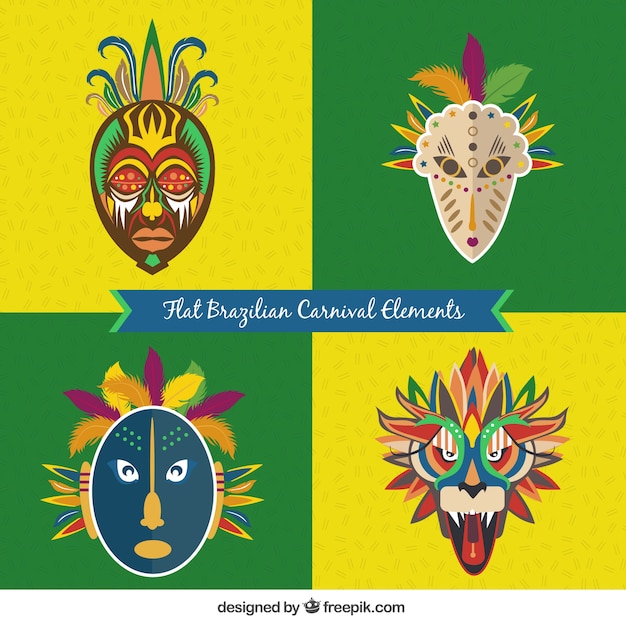 Vector gratuito máscaras abstractas de carnaval brasileño