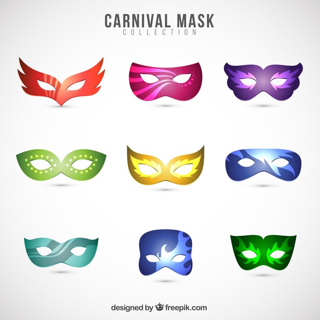 Máscaras de carnaval coloridas en estilo realista