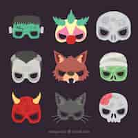 Vector gratuito máscaras espeluznantes de halloween