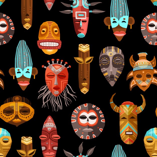 Máscaras tribales étnicas africanas de patrones sin fisuras