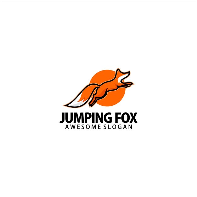 Mascota colorida del diseño del logotipo del zorro que salta