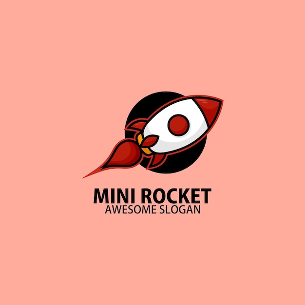 Mascota de diseño lindo con logotipo de mini cohete