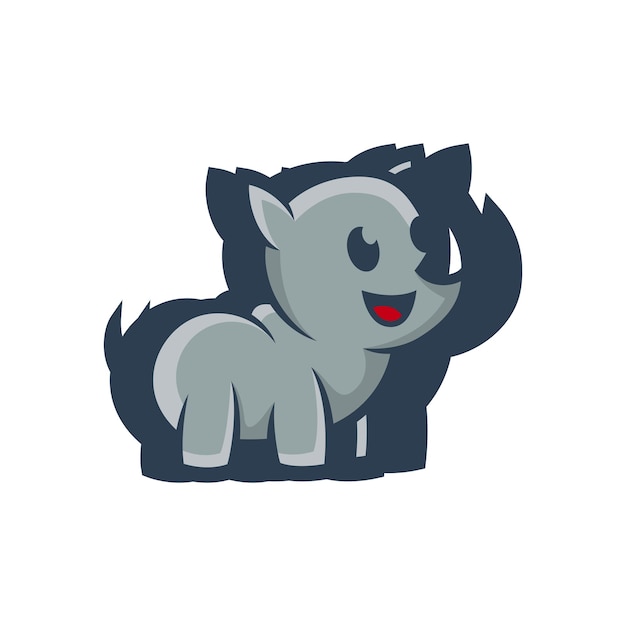 Mascota de icono de vector de rinoceronte