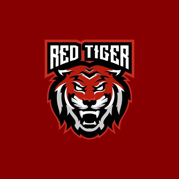 Mascota de juego de diseño de equipo de esport de logotipo de tigre rojo