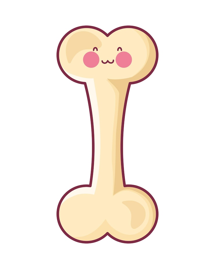 Vector gratuito mascota kawaii de hueso de dibujos animados