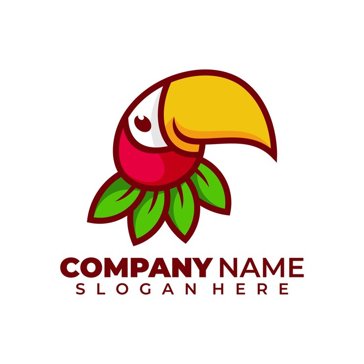 Vector gratuito mascota de logotipo simple de cabeza de tucán