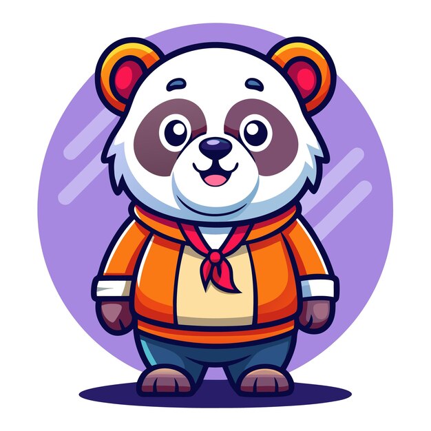 La mascota del panda es de estilo colorido.
