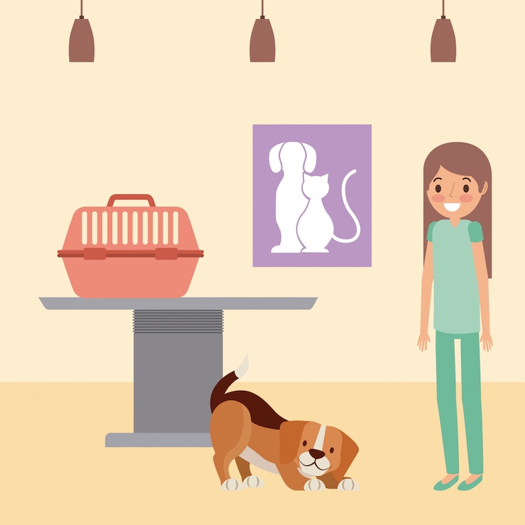 Vector gratuito mascota y veterinaria