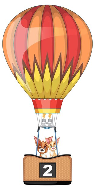 Mascotas aventureras en un globo aerostático